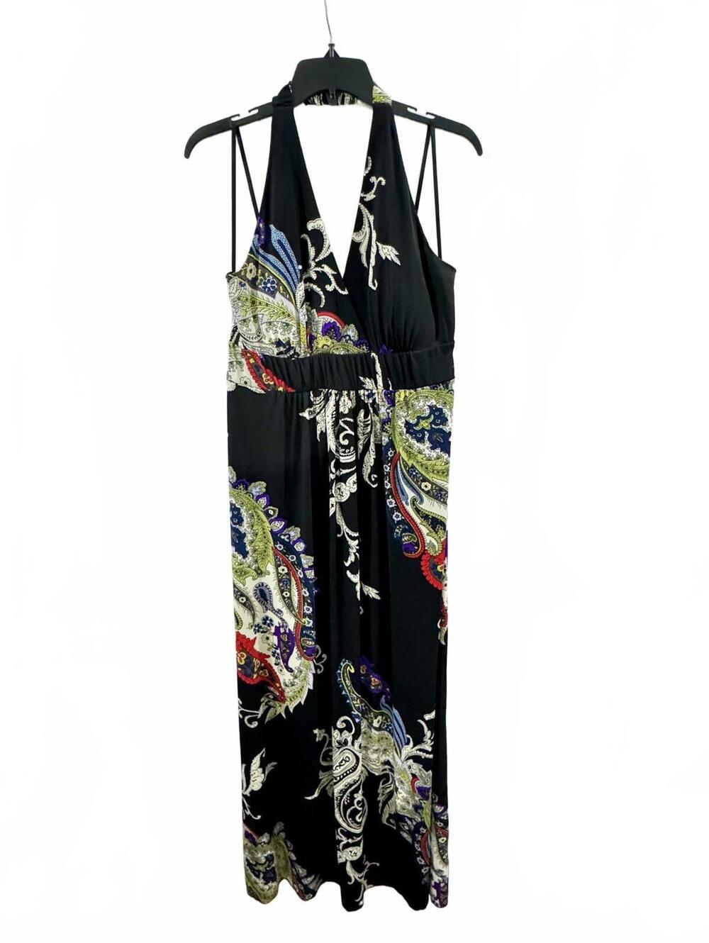 Vintage Y2K I.N. Studio Boho Paisley Halter Maxi Dress Size 14